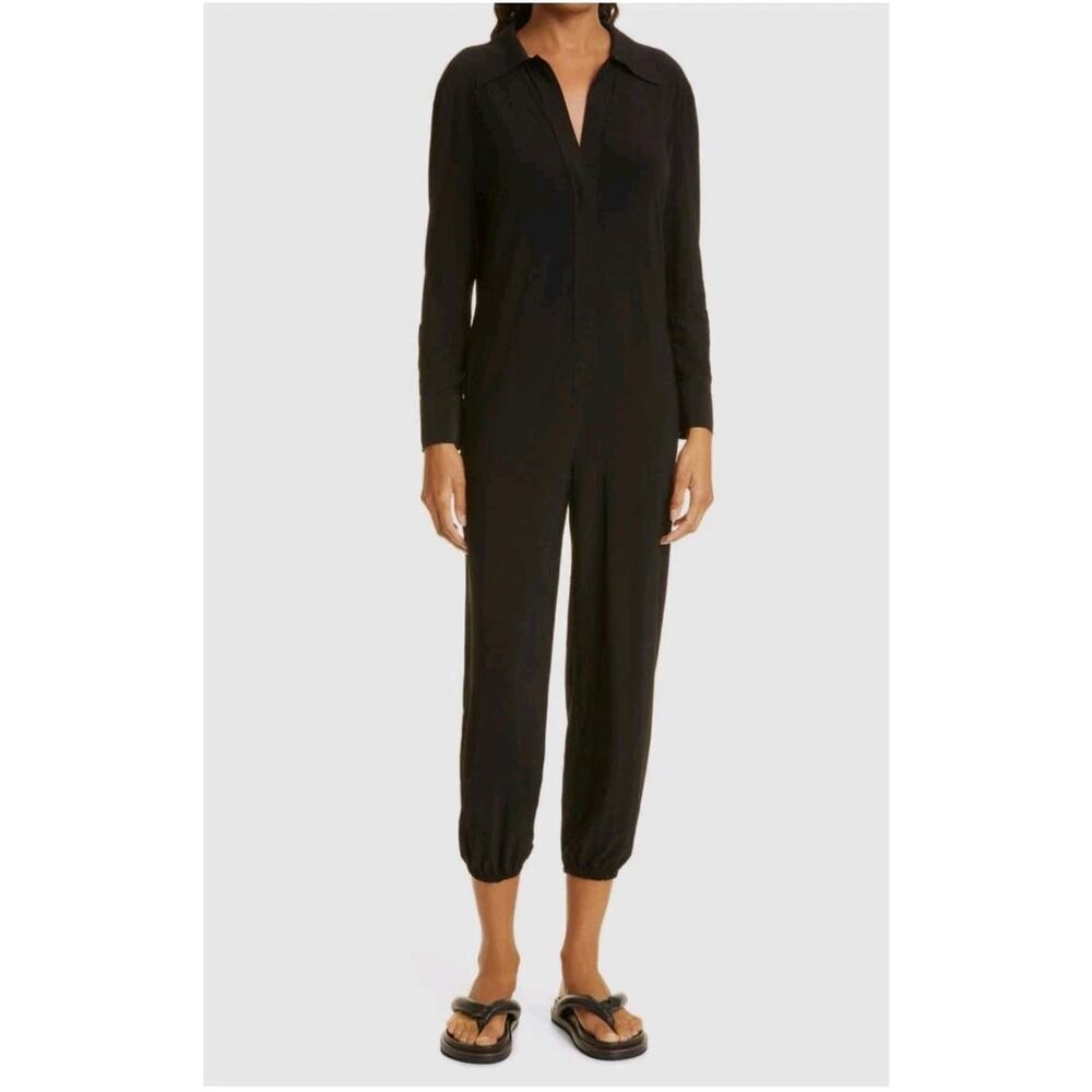 Norma Kamali Women's Black Crop Long‎ Sleeve Jumpsuit Size XL/42